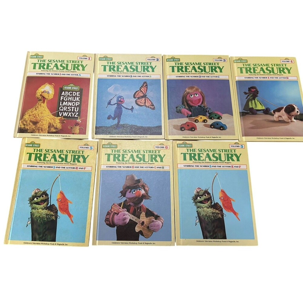 Vintage Sesame Street Treasury Partial Set 1-6 Lot of Hardcover Children's Books